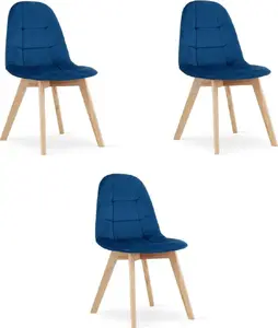 Chair LEOBERT BORA — velvet navy blue, set of 3