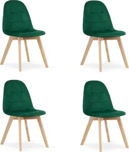 Chair LEOBERT BORA, velvet dark green, set of 4