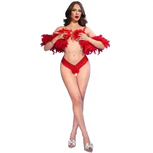 Thong underwear CHILIROSE CR 4885, open-crotch, size S, red