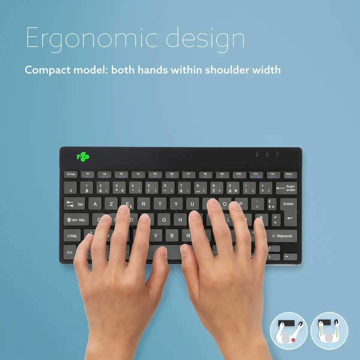 R-GO Tools R-Go Compact Break — kompakta AZERTY Bluetooth tastatūra Photo 8