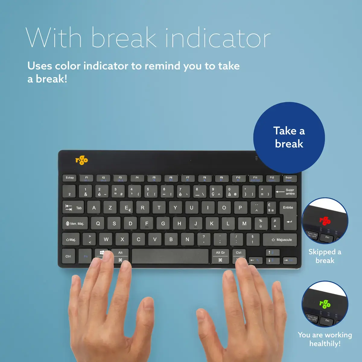 R-GO Tools R-Go Compact Break — kompakta AZERTY Bluetooth tastatūra Photo 9