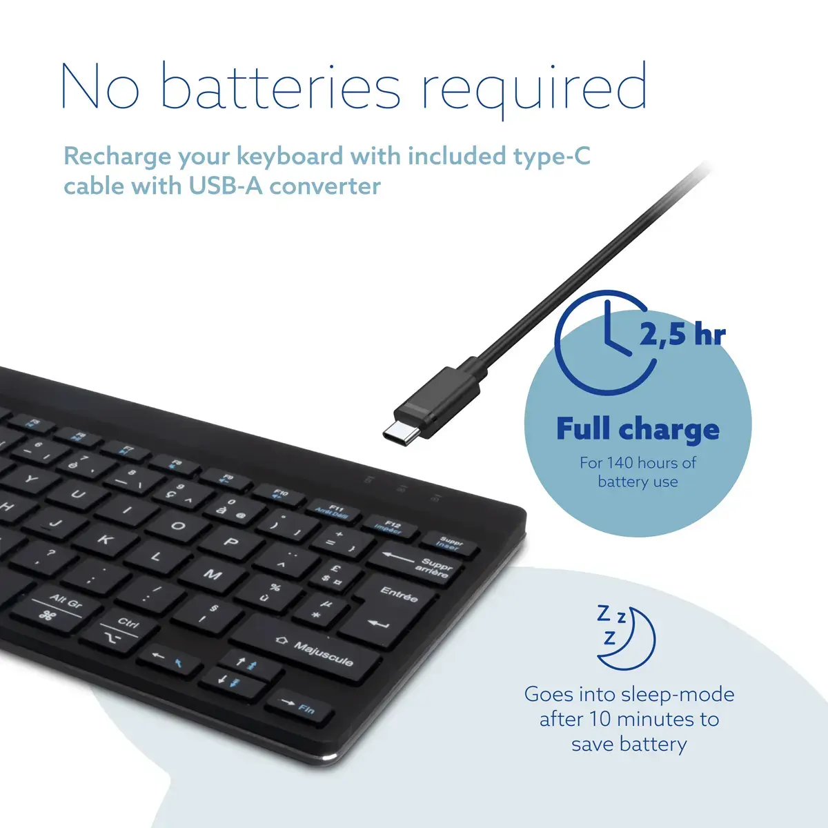 R-GO Tools R-Go Compact Break — kompakta AZERTY Bluetooth tastatūra Photo 13