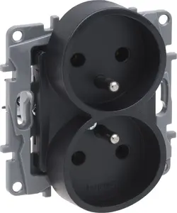 Electrical outlet Legrand Niloe Selection 2×2P+Z socket for modular frames, screw terminals, no shutter, anthracite