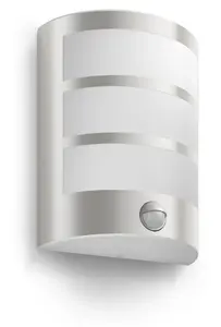 Outdoor wall light Philips myGarden Python 5.5W LED, stainless steel/white, IR sensor, 220–240V