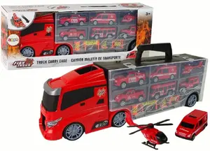 Toy Fire Truck Tow Truck Set LEANToys model 15883 – mechanical playset with metal/plastic vehicles