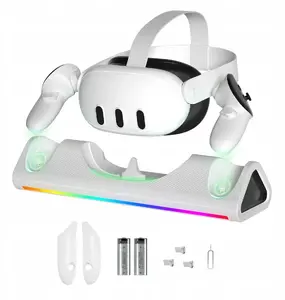 Docking Charging Stand for Oculus Quest 3 Headset by JYS with 2x Controller Batteries