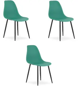 Chair LEOBERT WAT green set of 3 with black legs — Scandinavian dining/office chairs
