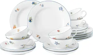 Tea set porcelain for 6 persons Tragar Seltmann Wiedeń white