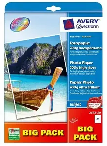 Fotopapīrs A4 Avery Zweckform 2572-50, augsti spīdīgs pārklājums, 200 g/m²