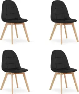 Chair LEOBERT BORA set of 4, black velvet upholstery, model 3756