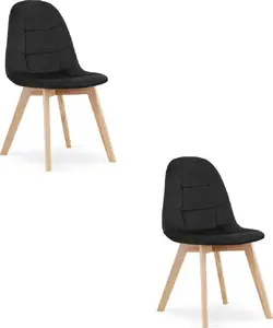 Chair LEOBERT BORA — set of 2, black velvet upholstery
