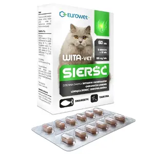 EUROWET Wita-Vet Atbalsts kažokam un ādai kaķiem 60 tabletes (5 blisteri)