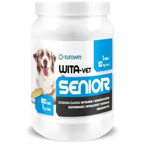 Диетическая добавка EUROWET Wita‑Vet Senior для собак, 80 таблеток, 200 г, таблетки, поддержка иммунитета, для пожилых собак