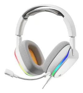 Vadu stereofoniskā spēļu austiņa GLORIOUS GHS Eternal RGB ar noņemamu mikrofonu, USB-C, apkļautas, baltas