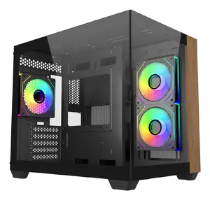 PC Case Cooler Master Elite 481 Wood Mini Tower — Mini-Tower, Micro ATX/ITX, Wood/Tempered Glass, Black