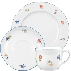 Porcelain tableware set Tragar Seltmann Weiden NPC_4003106989824 — 18 pcs, for 6 persons, dinner plate 20 cm, dessert plate 14.5 cm, white