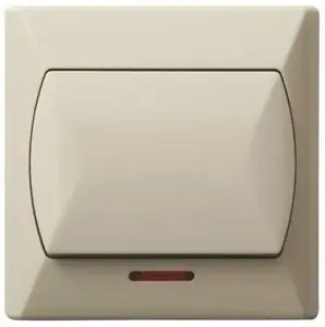Electrical switch Ospel ŁP-1AS/01 single-pole with orange indicator, beige, 10 A, 250 V, IP20, 82×82×36 mm