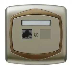 Socket outlet Ospel GPK-1C/K/16/20, single computer/TV socket, Gold, 82×82×41 mm, IP20