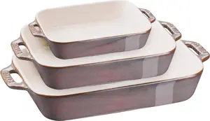 Ceramic Rectangular Serving Dishes Set Staub 3-piece