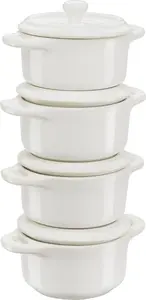 Mini cocotte set, NPC Polska Staub, 4× round 10 cm baking dishes, ivory