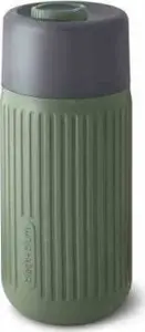 Drinking bottle black blum TC-GR010 340 ml — Glass body, Nylon/POM/PP cap, Silicone, Olive