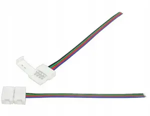 Connector for 10mm RGB LED strip with wires and snap clasp, Lamex LX1075