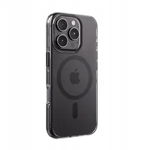 Viedtālruņa vāciņš Crong CRGCLRMPIP1669PBLK priekš iPhone 16 Pro Max, caurspīdīgs ar MagSafe atbalstu, melna apmale