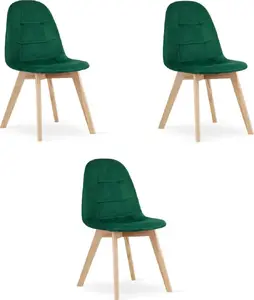 Chair LEOBERT BORA, dark green velvet, set of 3