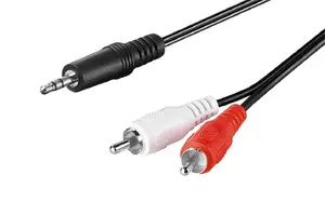 Audio cable GOOBAY 51649 — 3.5 mm male to 2×RCA male, copper conductors, 1.5 m, black