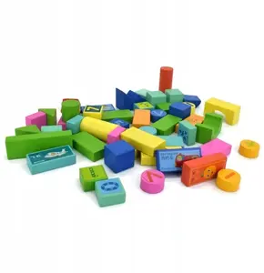 Wooden Building Blocks Set Pro Kids 50 pieces with Shape Sorter — colorful educational toy