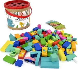 Wooden Building Blocks with Sorter Pro Kids 100 pieces