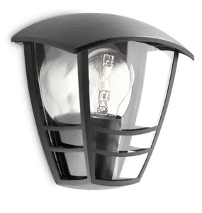 Outdoor wall light Philips myGarden Creek 60W E27, black metal, 1-bulb (no bulb)