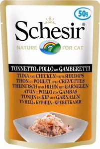 Wet cat food Schesir Single Dish Tuna with Chicken and Shrimps 50 g