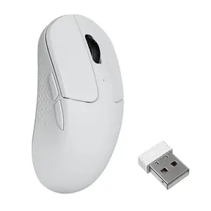 Pele Keychron M3 Mini labročai — optiskā 30 000 DPI, RF Wireless + Bluetooth + USB‑C, 7 pogas, balta
