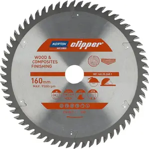 Circular Saw Blade Norton Clipper 160 mm x 20 mm, 60 teeth, for wood and composites, ATB (2.2 / 1.6)