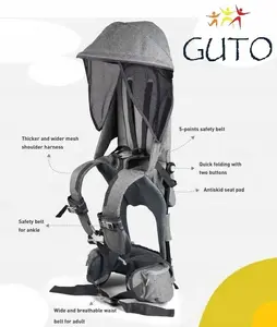 Child carrier backpack Guto GUTO HIKING RAM GREY – lightweight sport hiking baby carrier