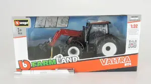Rotaļu traktors TEKA Valtra N174 ar plūgu no Bburago, metāla modelis, mērogs nav norādīts