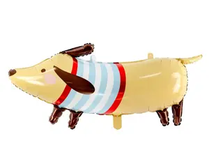 Toy balloon PartyDeco Dachshund 920 mm length, 400 mm height, assorted colours, pack of 50