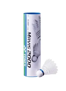 Sintētiskais spalots Yonex Mavis 2000 (M-2000P) — neilona, balts, komplekts 6 gab.