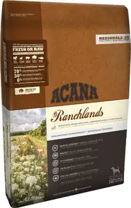 ACANA Dog TF Regionals Ranchlands sausais barība pieaugušiem suņiem — liellops, zivs, jērs, cūka — 11,4 kg, bez graudiem, vidējām šķirnēm