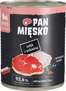 Влажный корм для щенков pan miĘsko Indyk z wołowiną 800 г — индейка и говядина