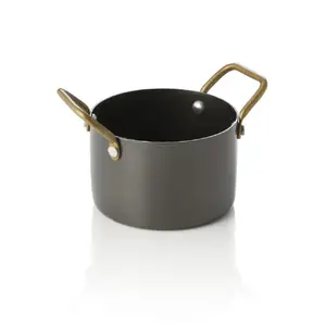 Serving Dish WAS Vintage Style 310 ml, Ø9 cm, brass handles, black