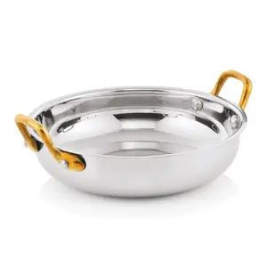 Serving Dish WAS 900 ml, Ø18 cm, Brass Handles, Silver Color