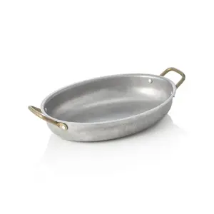 Serving Tray WAS Vintage Style 1 L, 26×20×4 cm, brass handles, grey