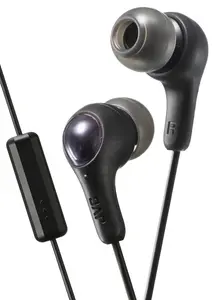 Проводные внутриканальные наушники JVC Gumy Plus HA-FX7M с микрофоном и пультом, 10–20000 Гц, кабель 1 м, черные