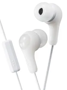 Проводные внутриканальные наушники JVC Gumy Plus HA-FX7M с микрофоном и пультом, 10–20000 Гц, кабель 1 м, белые