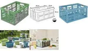 Контейнер для хранения keeeper Profi-Klappbox eco Ben 45 л, небесно-голубой, грузоподъёмность 50 кг, PP/ре-гранулат/TPE, мягкие ручки