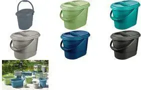 keeeper Bio waste bin elsa eco 13 L, sky blue, oval, with lid, PP regranulate