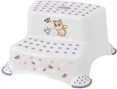 Step stool keeeper kids igor cats 2-step, white with print, load capacity 120 kg, anti-slip feet