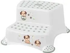 Step Stool keeeper kids igor dogs 2-step white with print, load capacity 120 kg, anti-slip feet